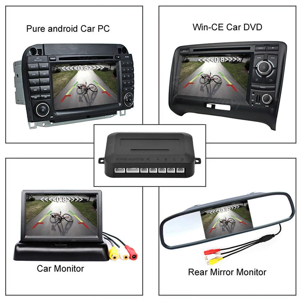 Camera Sensor Parking Vision Radar View 4.3in Rear Buzzer Camera Backup HD with Car beeps, Night Parking Reverse Monitor Backup Car System System,