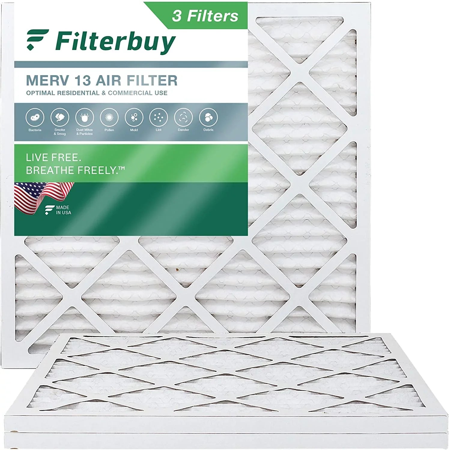 HVAC AC (3-Pack) Furnace Air Pleated 13 MERV 24x24x1 Filters Filterbuy