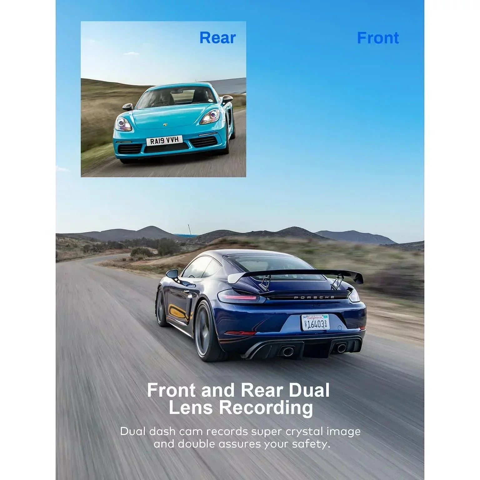 Cars, External Camera Dash Supported, Screen, Front 1080P Angle Cam for 170Â°Wide GPS 3â?IPS Dash Rear,