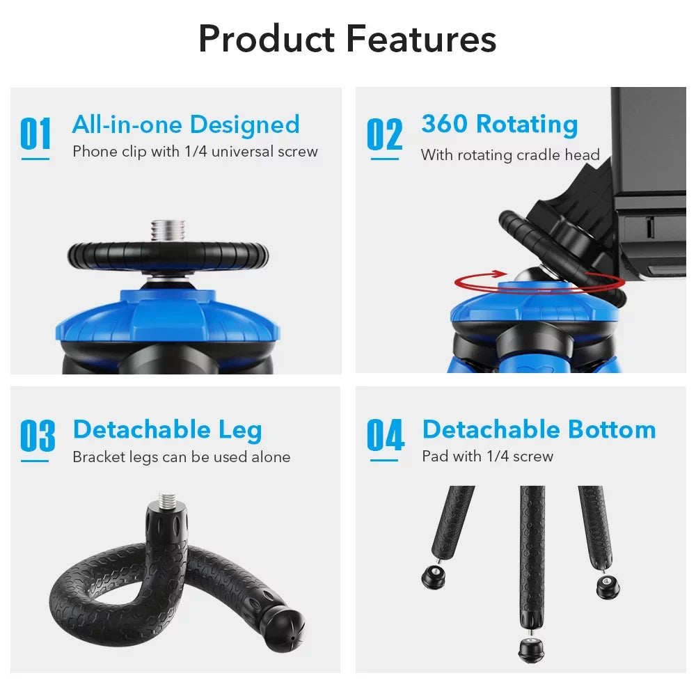 for Tripod DSLR 3kg Flexible Octopus Max Phone Camera, Portable Tripod, Load Travel Apexel