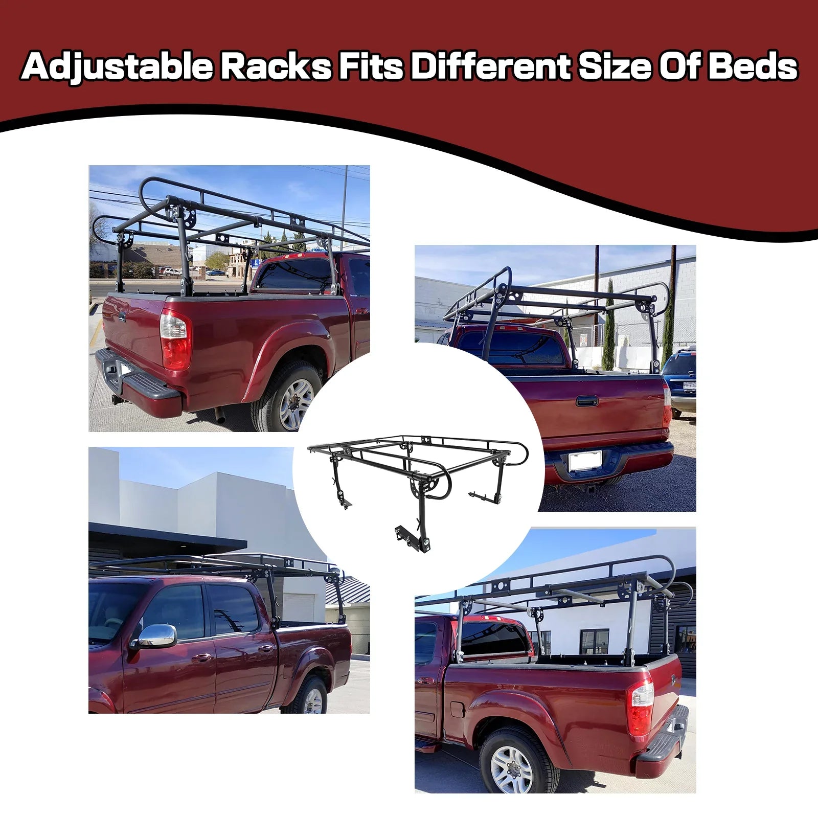 Kojem Rack Long Ladder Adjustable Bed 1000 Inch Lumber Contractors Universal 60 Bar Pickup Rack Over-Cab Kayak Cab Truck LBS Side