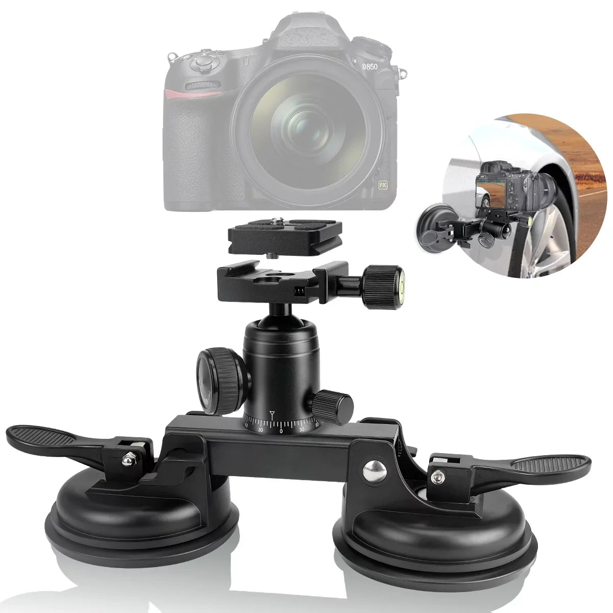 RED Suction 360Â° with Ball Nikon Mount Camcorder DSLR Cup lbs Compatible Car Duty Load) BM Head Vehicle Canon Camera Heavy Holder Sony Mirorrless (20