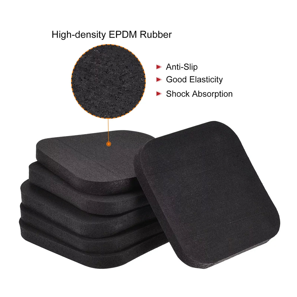 Pack Exercise Equipment for Uxcell Treadmill Mat Sound Mat-3.9"x3.9" Floor Black 6 Protection Reduction,