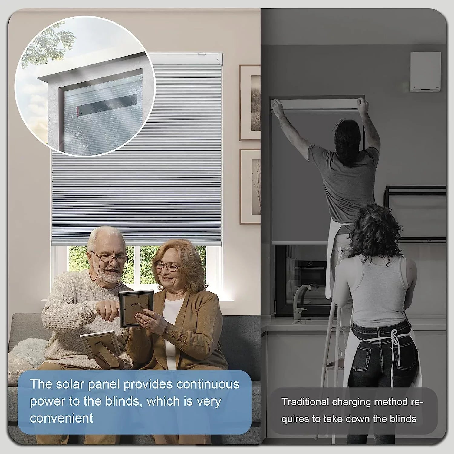 Cordless Cellular Honeycomb 29" Magnetic Panel¡¿ Alexa Motorized Remote, Blinds, Shades Solar Electric with 100% Powered Rechargeable Automatic Google¡¾Free with Blackout H, Wx64 Blinds White Solar