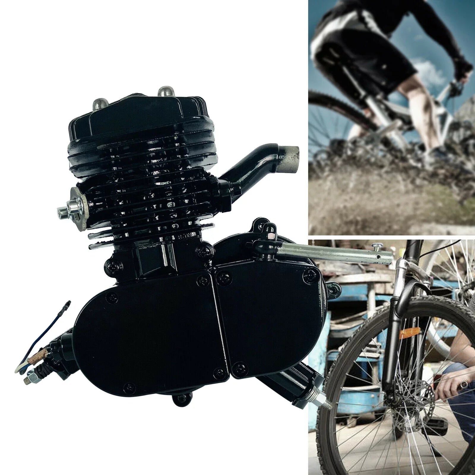 Motor Bicycle Air-Cooled Engine Bike Black Gas Petrol 2-Stroke 80cc Full Motorized Miumaeov Single Assembled Cylinder