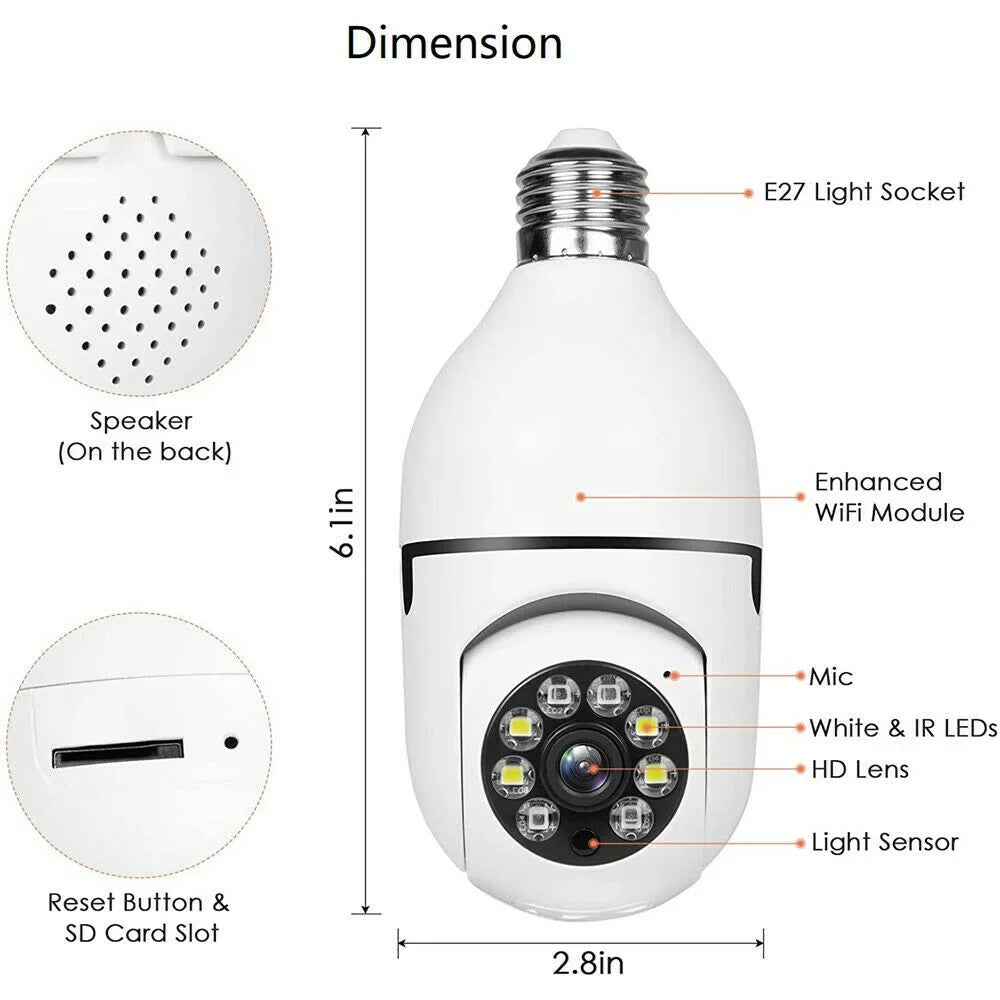 Bulb Camera Security H-Party HD Outdoor, Cameras, Light 2.4G Wide 5G Night Toner Security Pack 360¡ã 1080P Camera, 4 Security, & Cameras Home Security Outdoor Wireless for Wifi Vision Viewing,