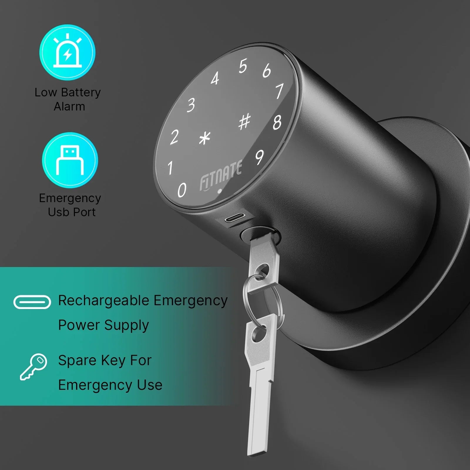 App Electronic Digital Password Control Door Knob Code Lock Keypad Smart