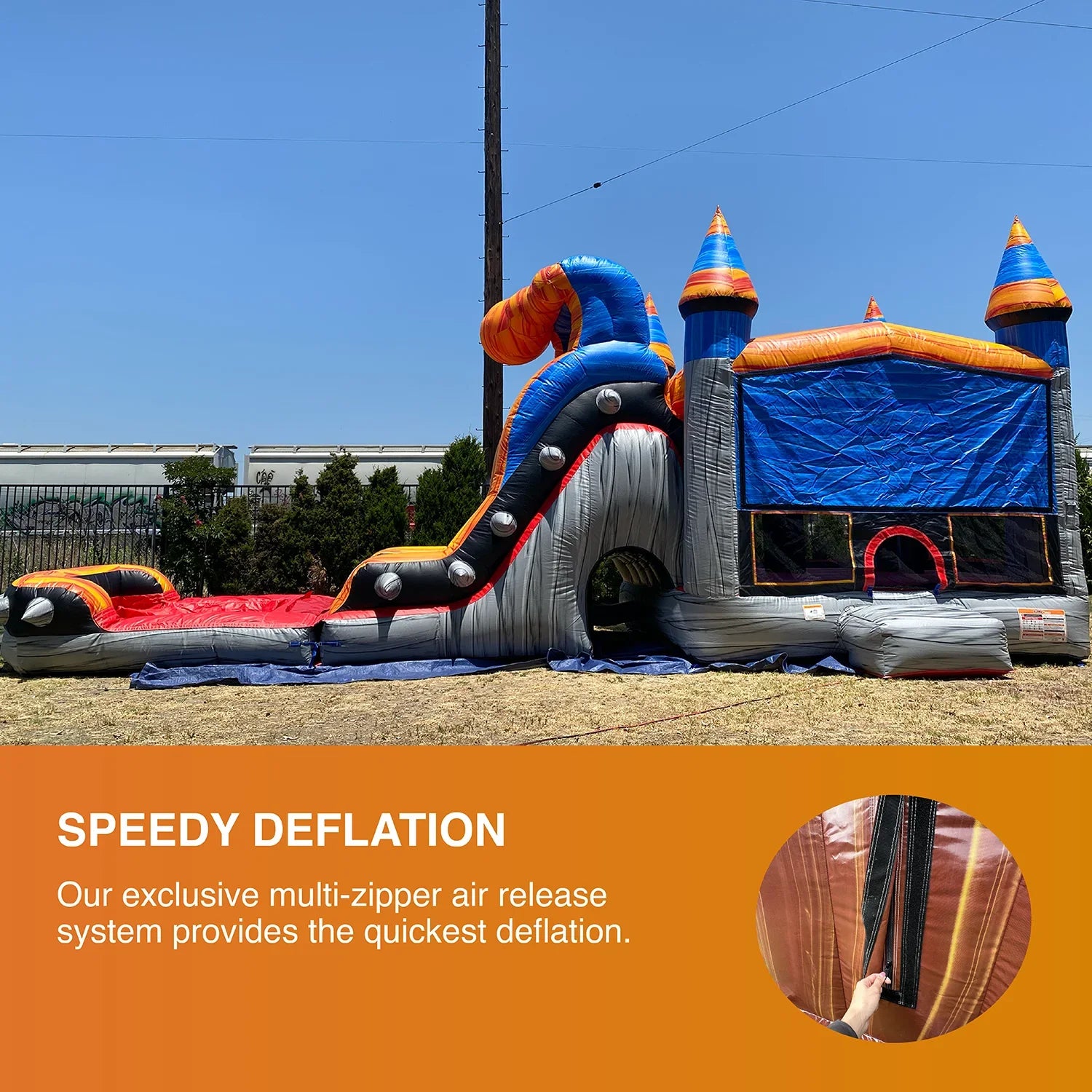 with Bounce Splash JumpOrange House Grade Slide Adults Rocker Inflatable Water Kids Pool Commercial Blower Titan with Outdoor for and
