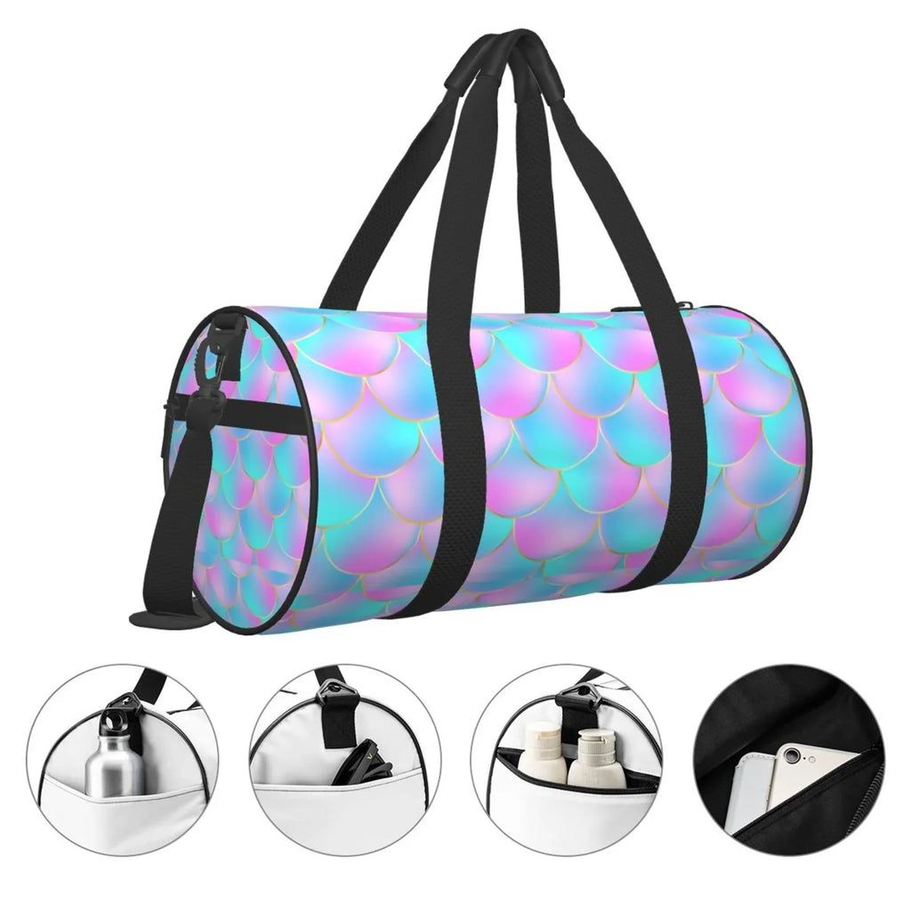 Large Scales Travel Bag Bag Luggage Dragon Purple Compartment Sports with Cylinder Pocket Waterproof Coaee Bag Gym Capacity and