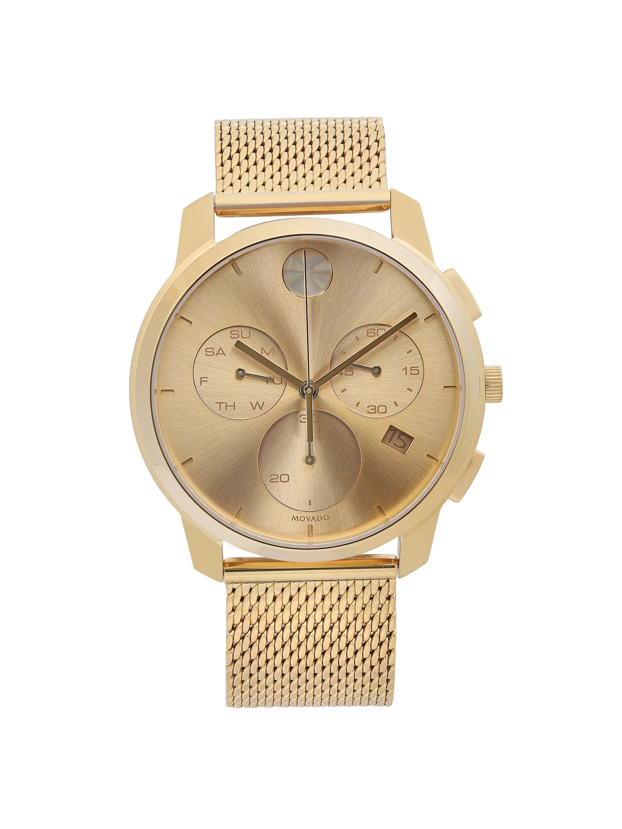 3600634 Bold Steel Champagne Thin Quartz Gold Watch Dial Movado Chronograph Tone