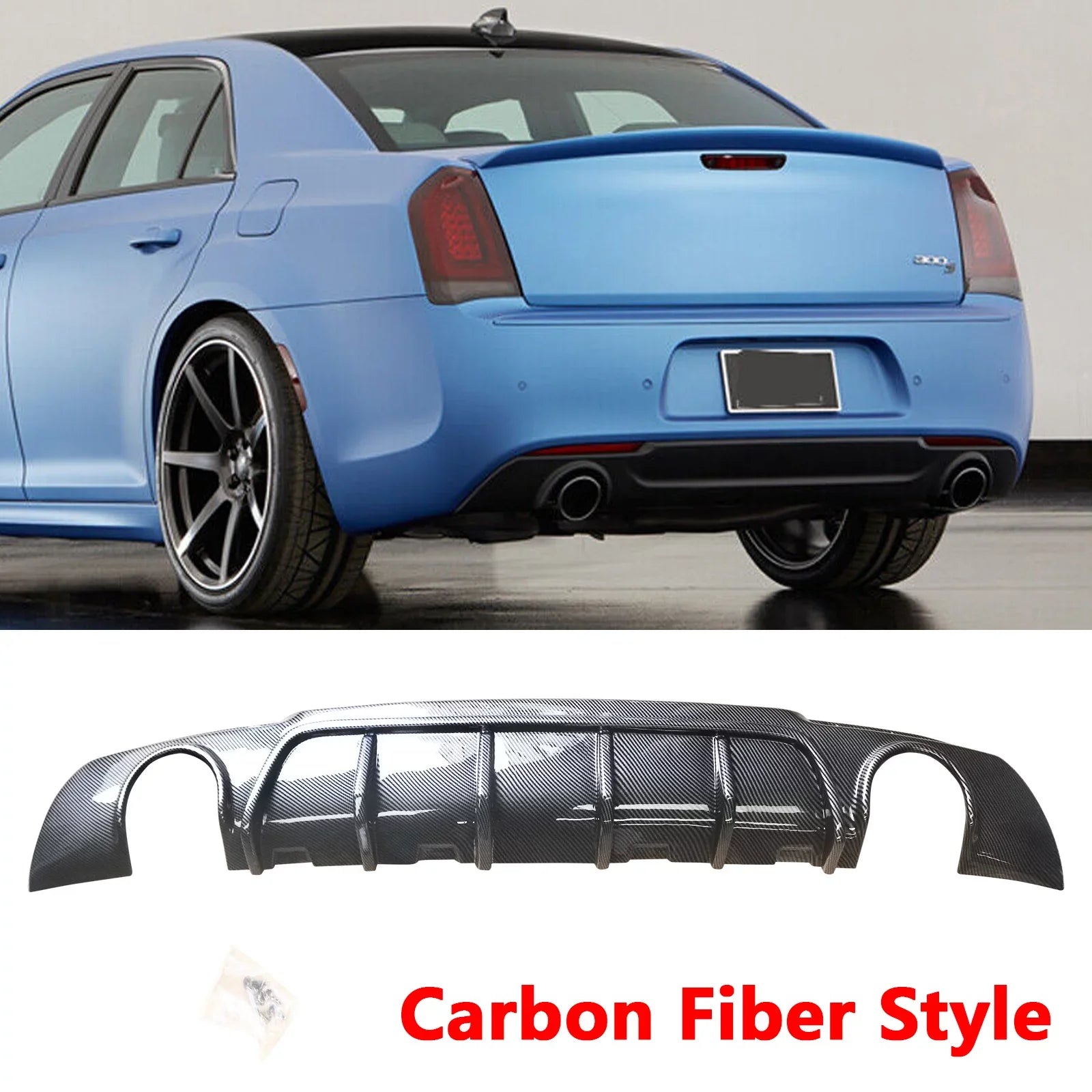 Exhaust Fiber 300 NINTE Chrysler Round Carbon for 2015-2023 Lip Style Diffuser SRT Rear