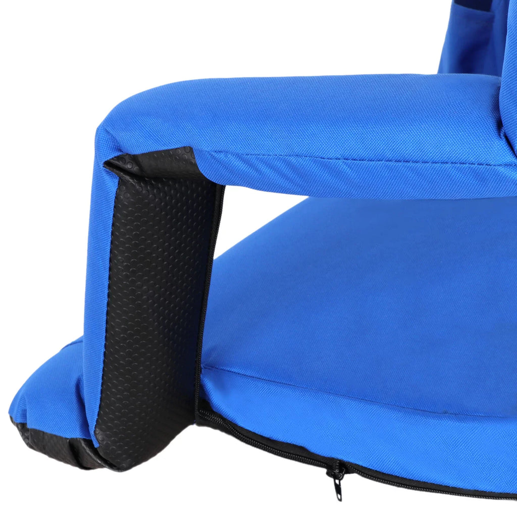 HomGarden Cushion Bleacher, Padded Folding Stadium Seat Chair Blue Portable