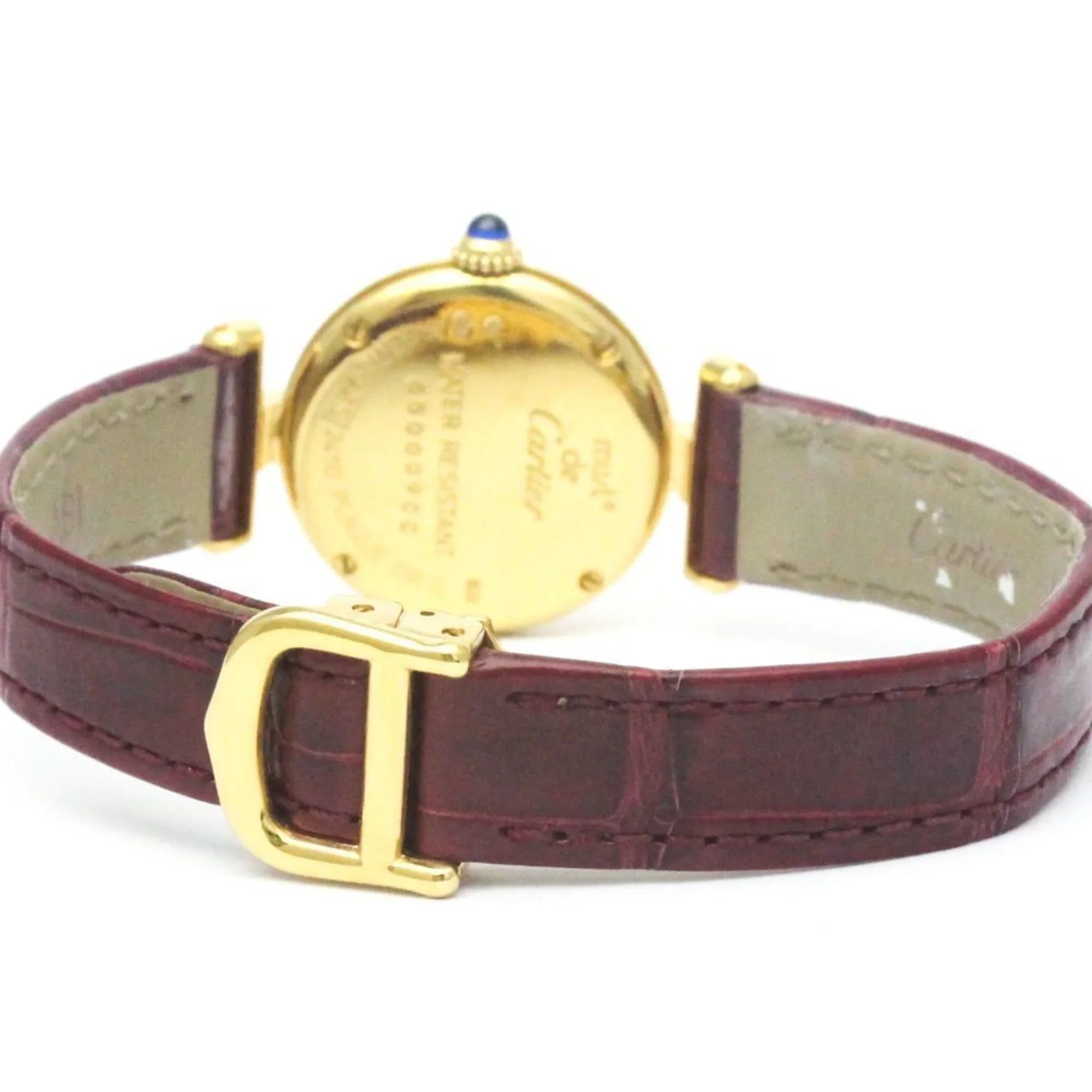 Leather Watch Pre-Owned CARTIER BF568960 Plated Gold Quartz (Good) Must Colisee Ladies