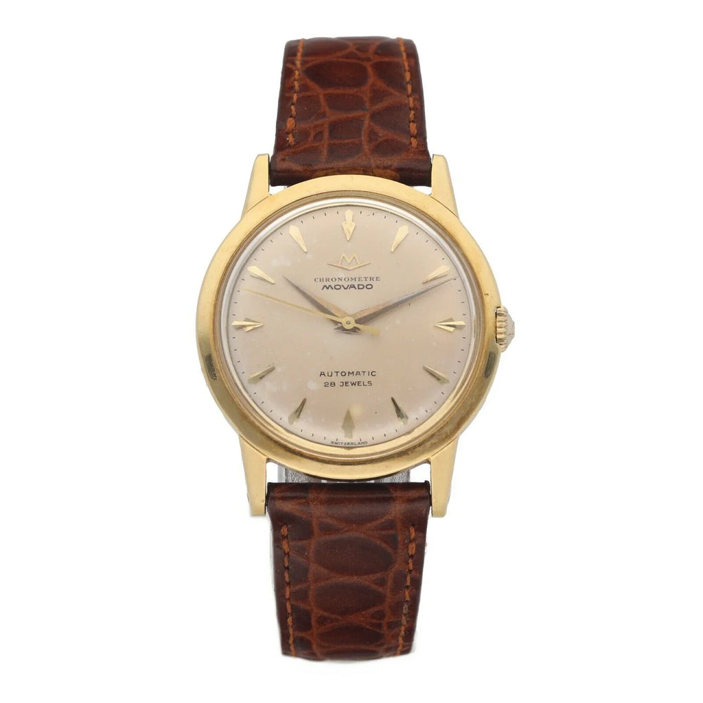 Automatic Gold Yellow 34mm Watch Leather 1231 Chronometre Movado Wrist 18k
