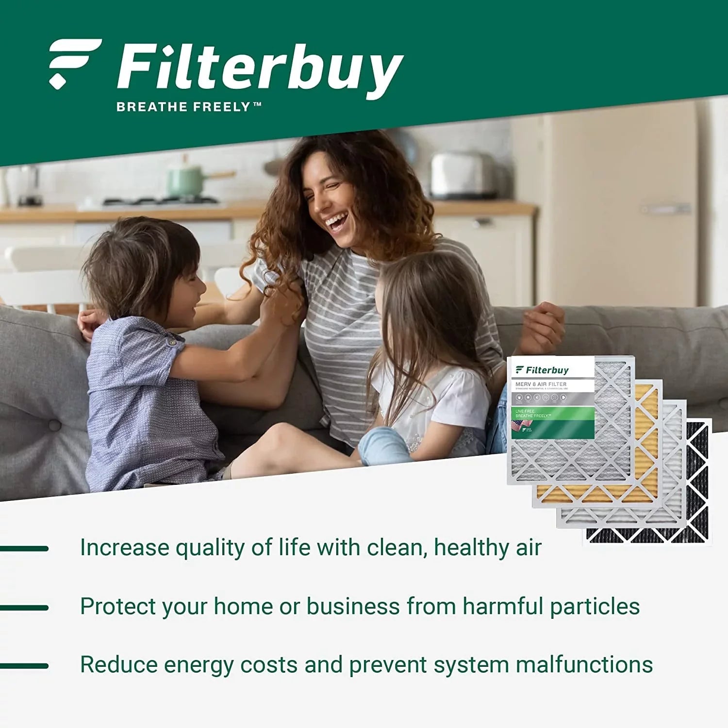 (6-Pack) 11 MERV Pleated Furnace Filters Filterbuy 20x20x4 HVAC AC Air