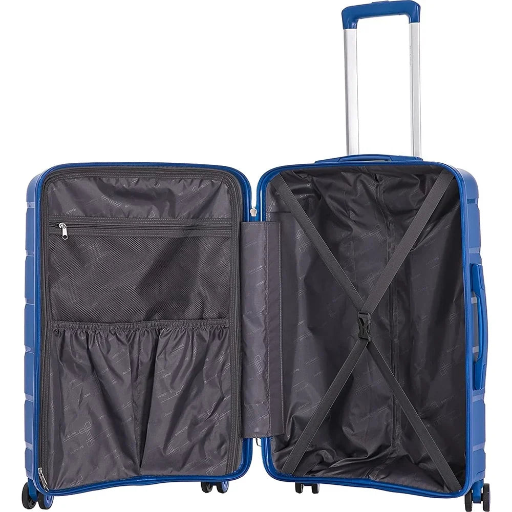 Luggage, 19", 27"- 23", Spinner Hardside Pasadena (Open Rockland Wheel Blue, Box)