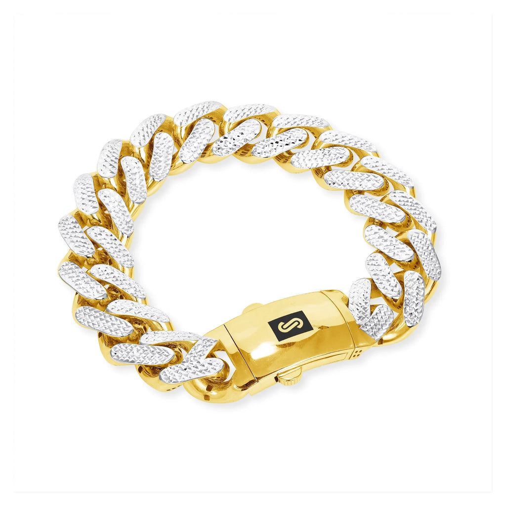 Link Miami Cut Jewelry Mens Clasp Bracelet, Pave Fancy 8.5" Box 17mm Yellow Chain Gold Nuragold 10k Monaco 8" Cuban Diamond 9"