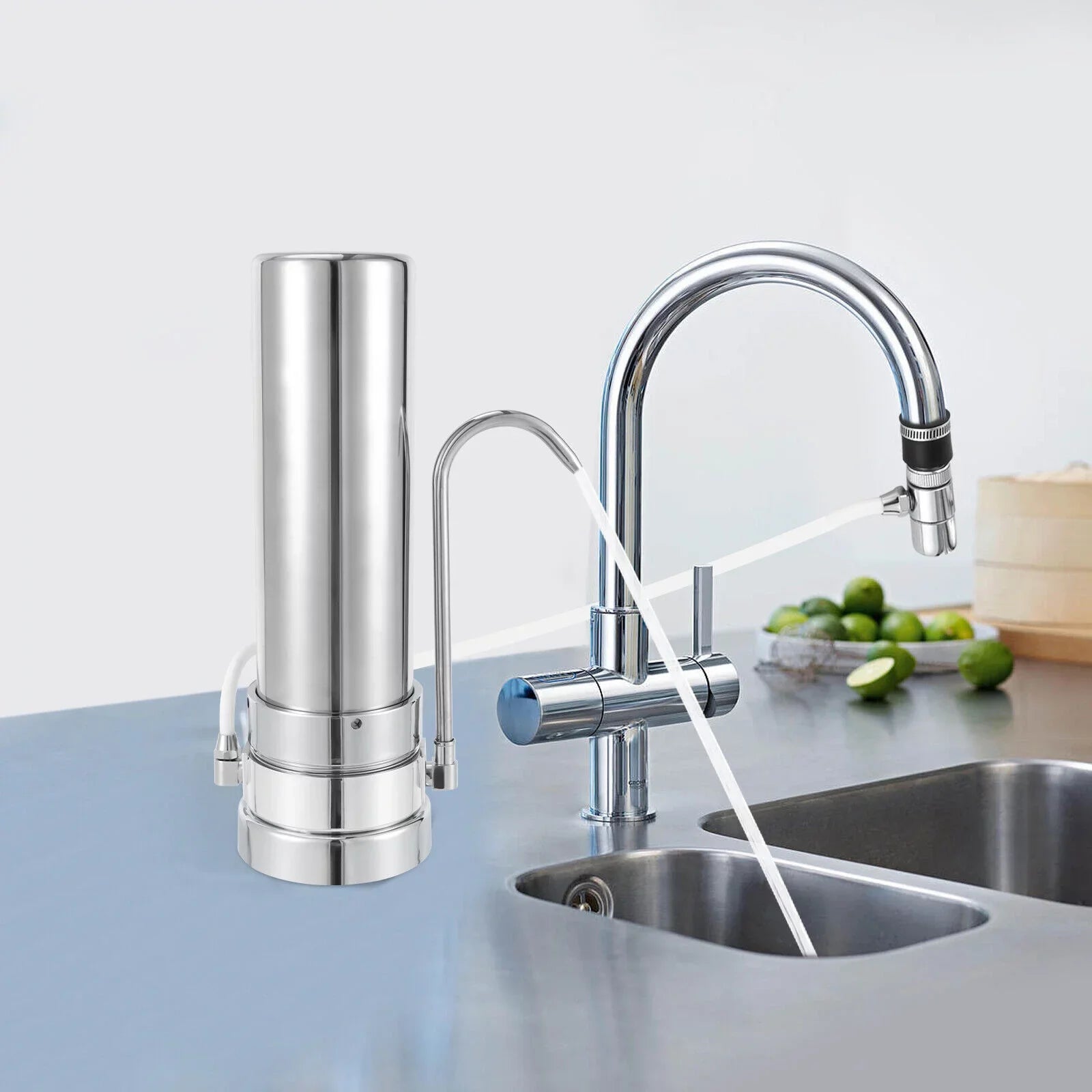 Filter Filtration Countertop Sink Water System Stainless Silver Drinking Tap Filter