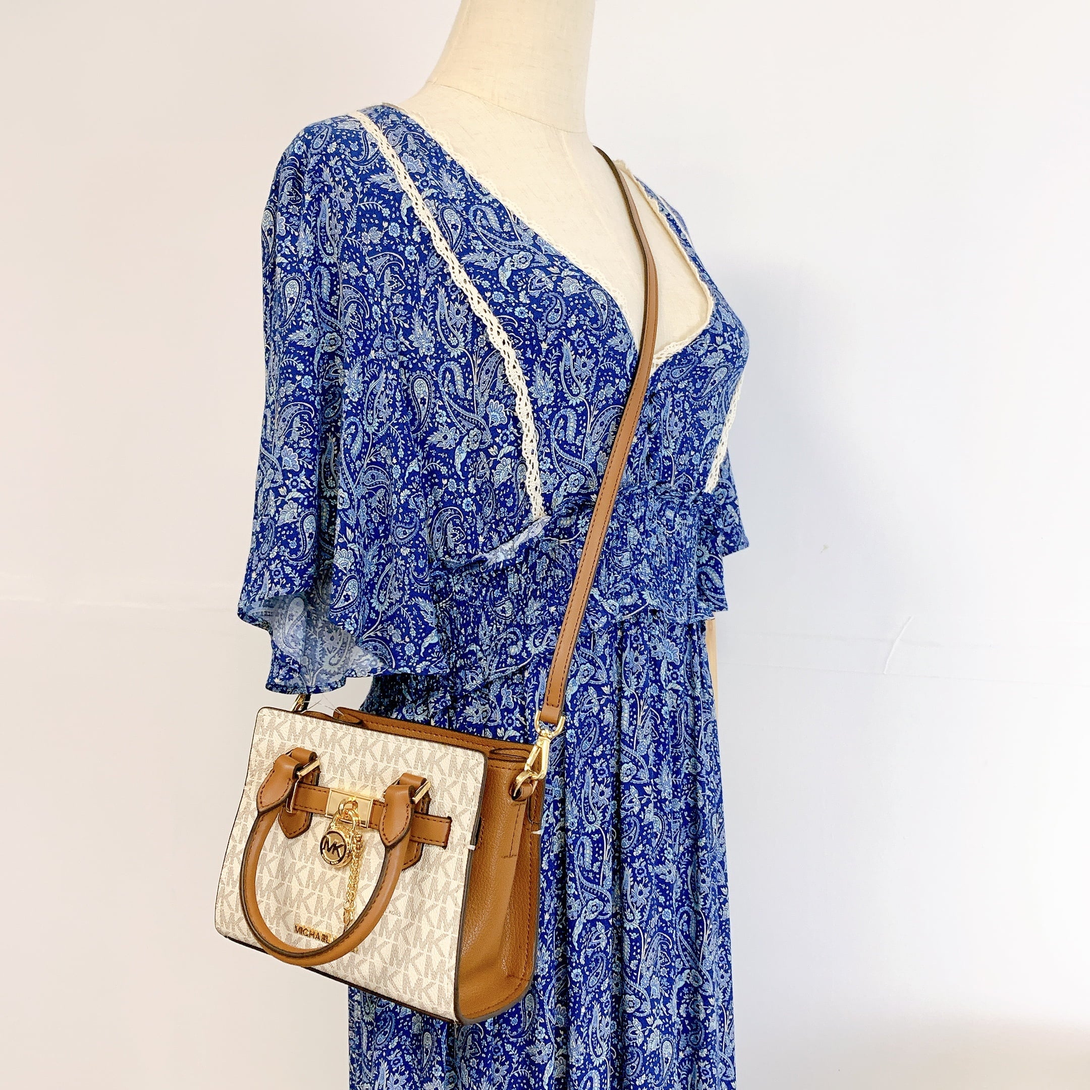 Michacl Kors XS in Signature Crossbody Hamilton 35H1GHMS0B Satchel VANILLA