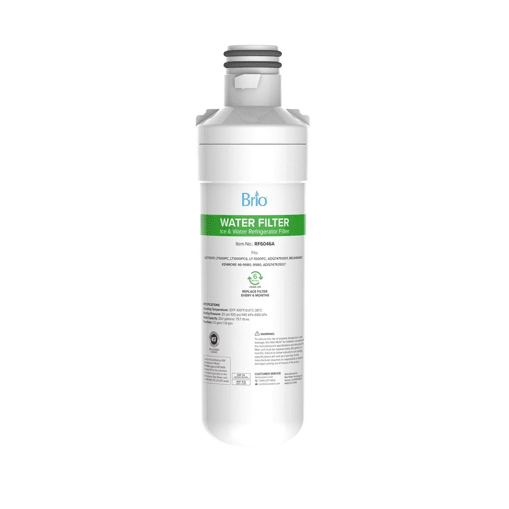 Filter 6046A ADQ74793501 LT-1000PC, Compatible With Replacement Brio LT1000PCS, LT1000PC, LGLT1000P, Refrigerator Water