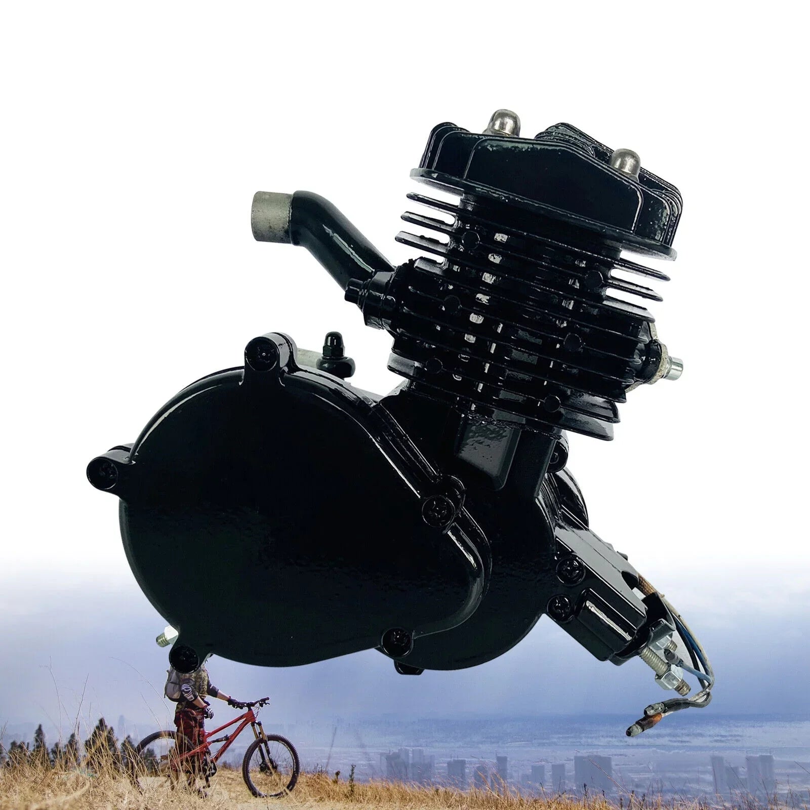 Motor Bicycle Air-Cooled Engine Bike Black Gas Petrol 2-Stroke 80cc Full Motorized Miumaeov Single Assembled Cylinder