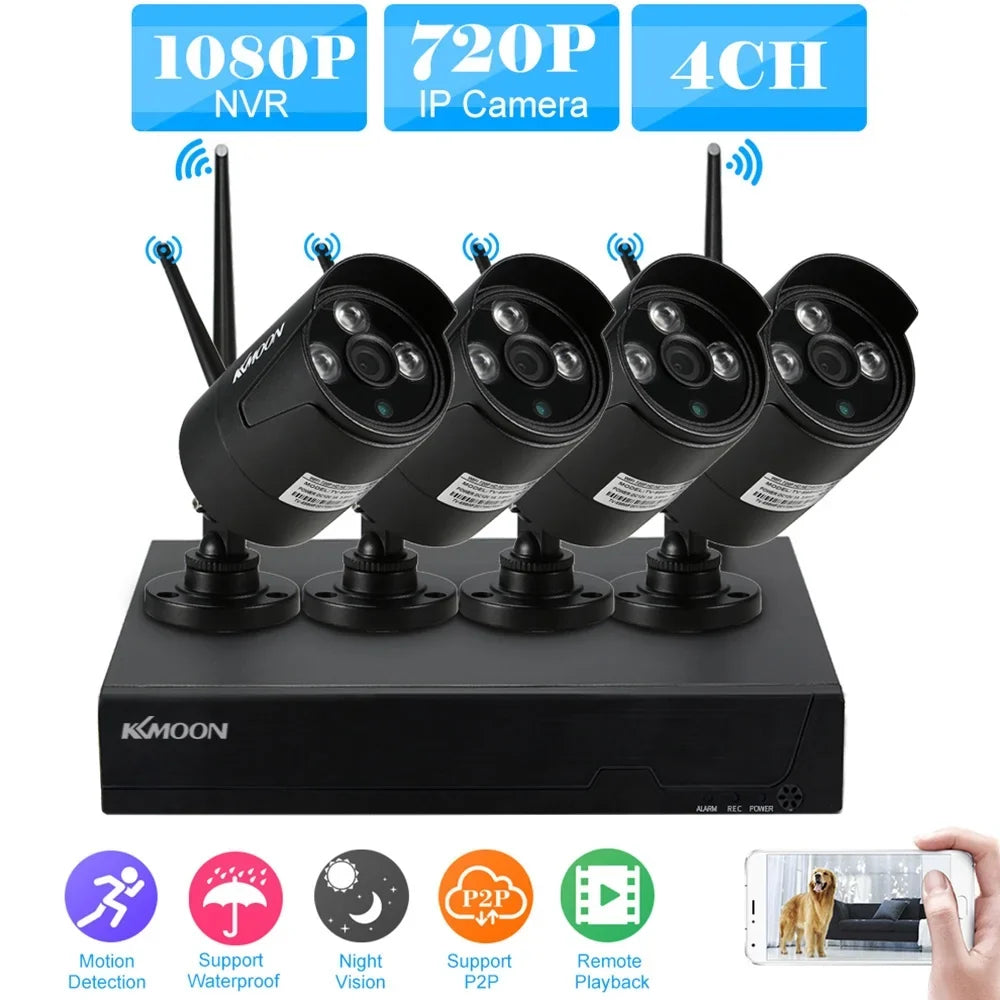 Ip Waterproof Wifi 1080p Camera Wifi 4ch Wifi Wifi With Wifi Vision 4pcs Ip Wifi Nvr P2p Ir-cut Support 1080p 4pcs Webcam,Vision Waterproof 1080p Webcam P2p 1.0mp Kit
