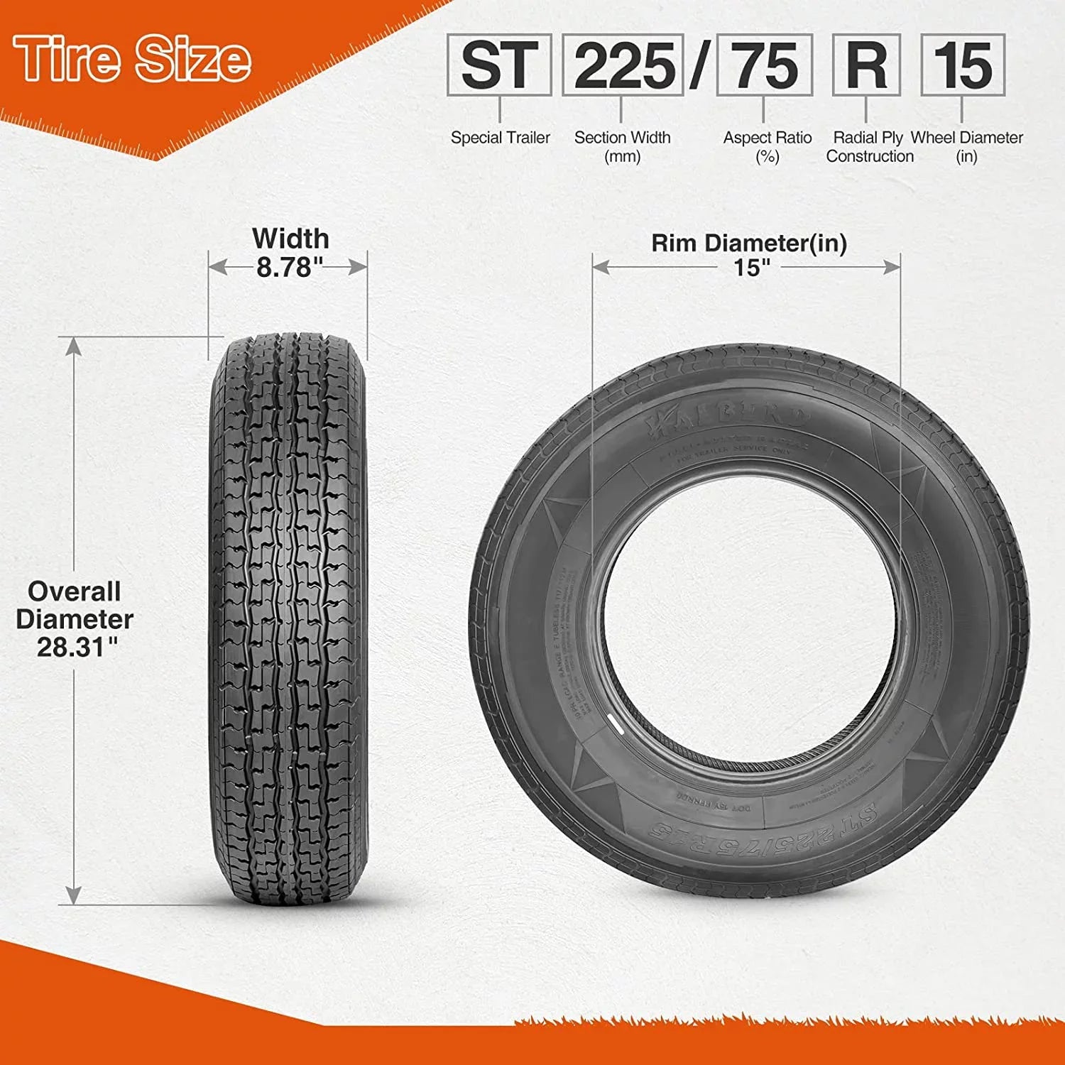 Duty condition Tires Trailer Radial 75 ST225/75R15 225 15 all-road Trailer Improve E Range Heavy Tires Traction 2 in Set 10PR Load