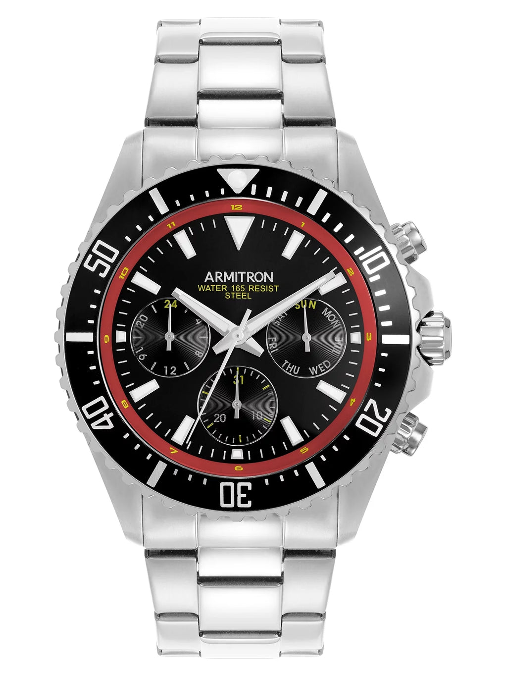 Black Armitron Round With Red And Watch Men's Dial