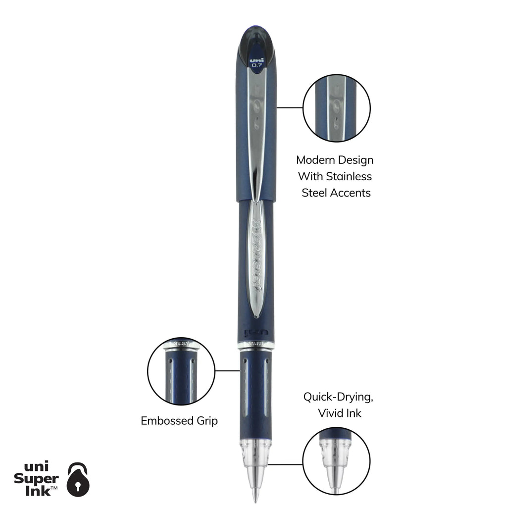 Black (0.7mm), Pens, Count Ink, Stick Uniball 12 Ballpoint Fine Jetstream Point