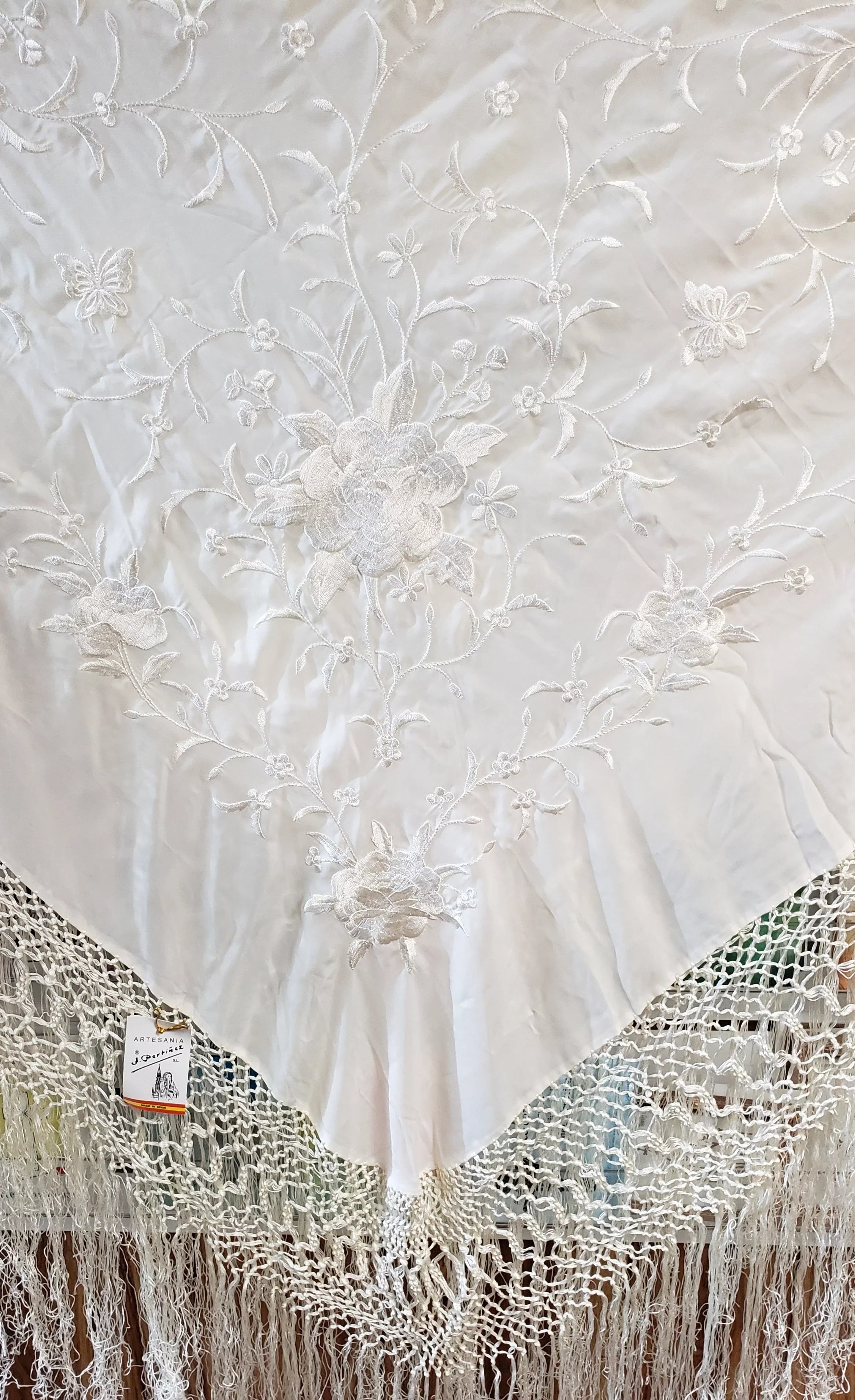 Spanish De Manton Stole Silk Canton Champagne Manila Wrap Shawl