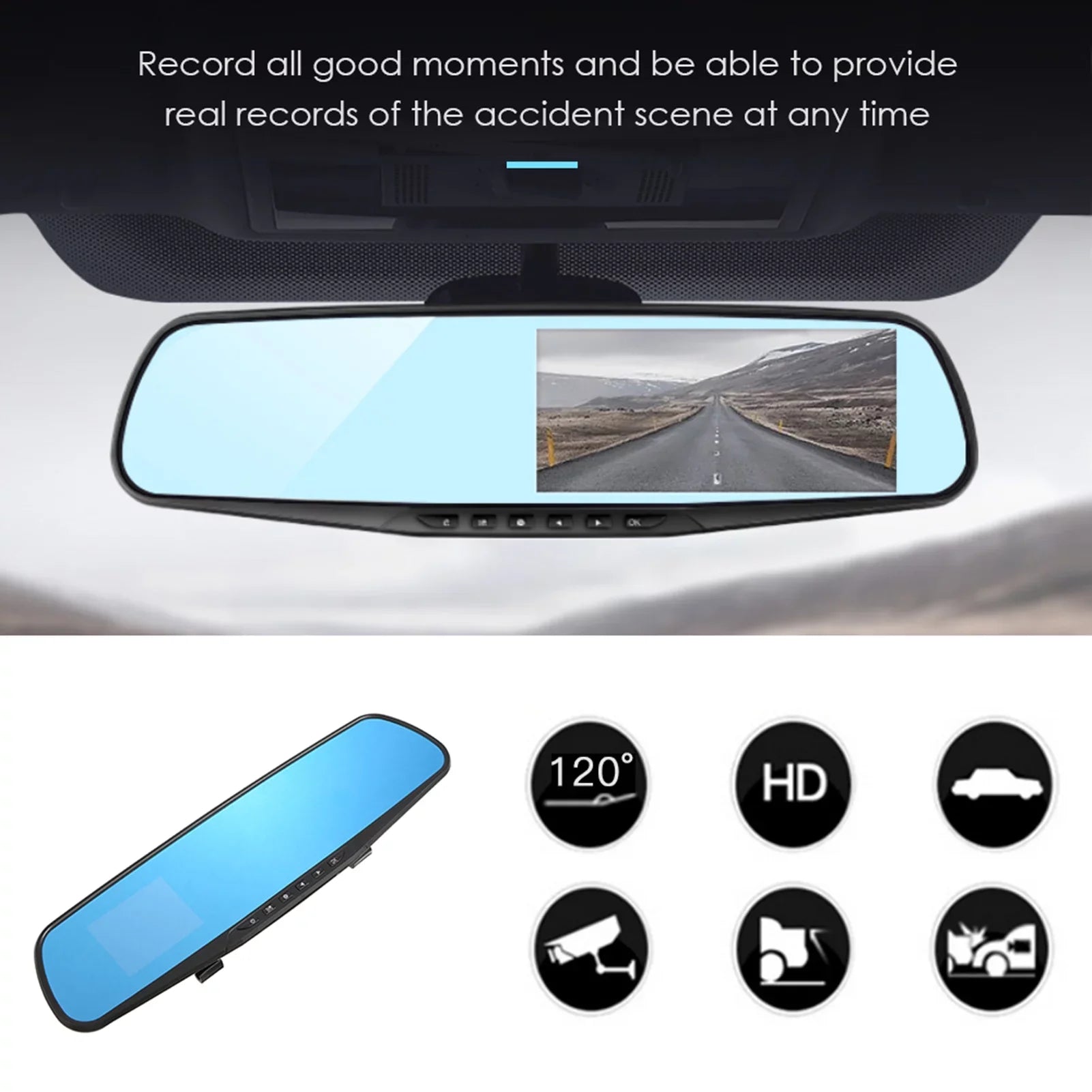 Safety for Detection Loop Recorder Driving Recording Cam Angle Anself Full Motion Dual 170¡ãWide Parking Driving 1080P Lens Dash