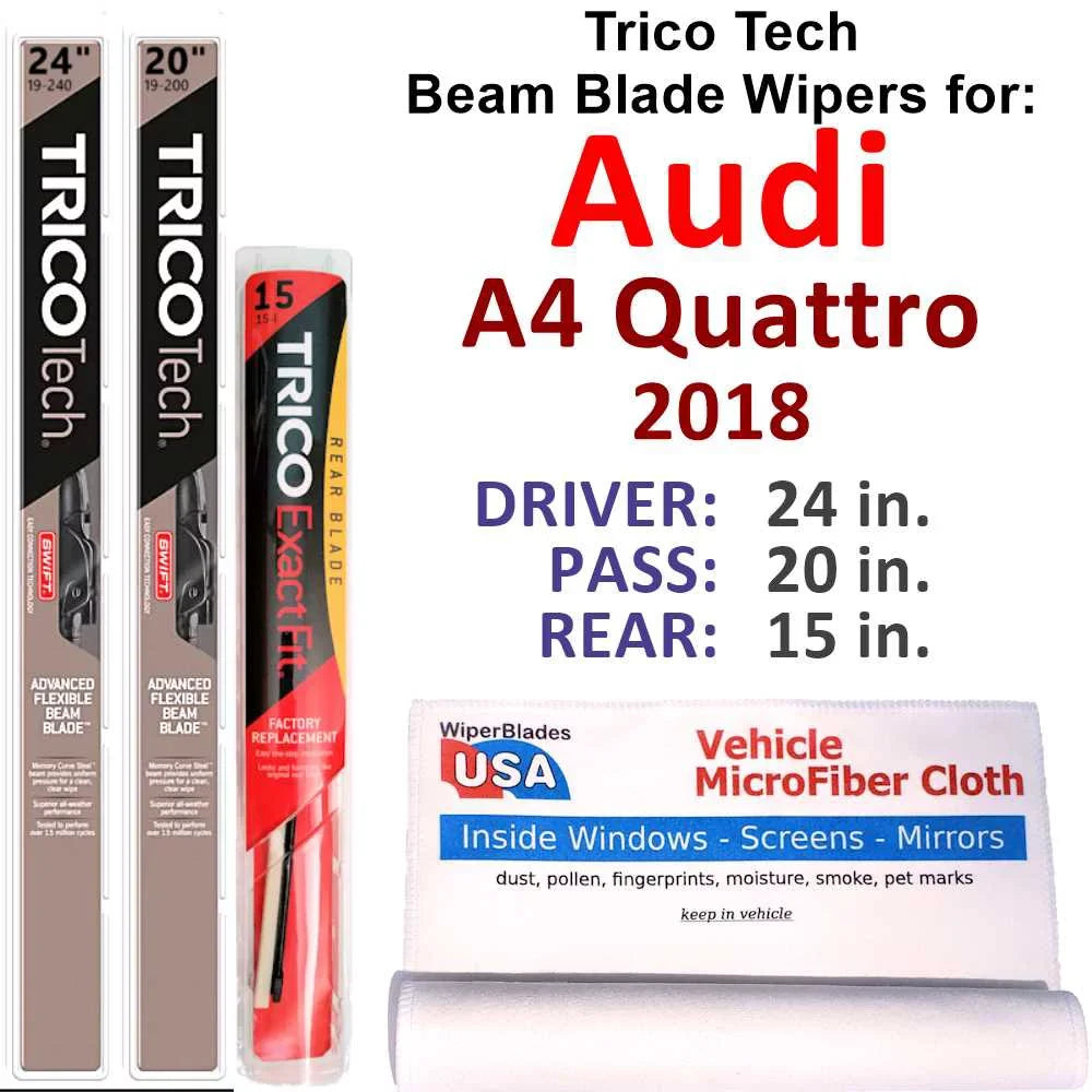 Blade A4 3) of Audi 2018 Wiper Beam Wipers w/Rear (Set Quattro