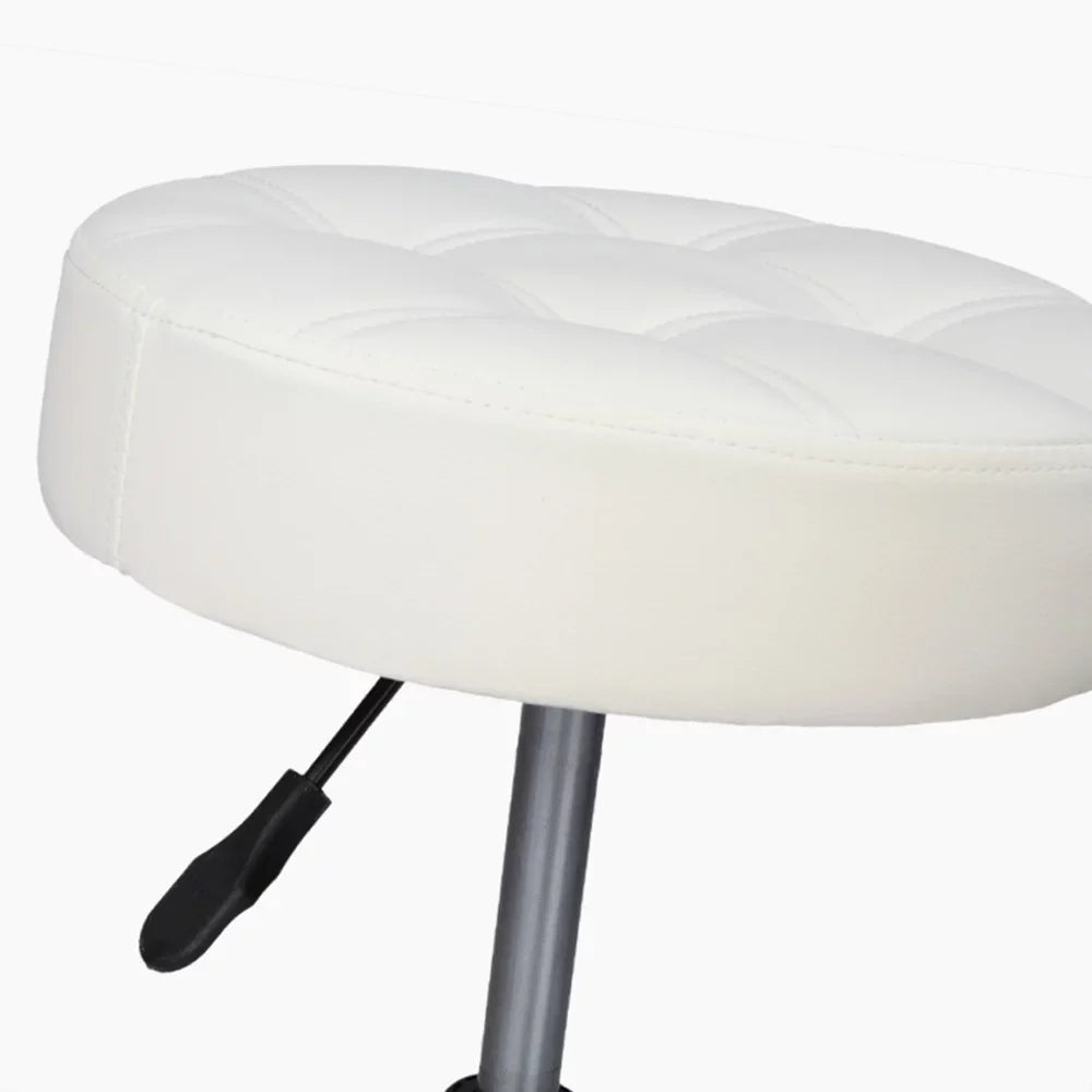 Backrest Stool Beauty for Clinic, Stool and with Salon, Technician Suitable Home Office Kitchen, Five-Star Medical White Feet Studio Round Plating