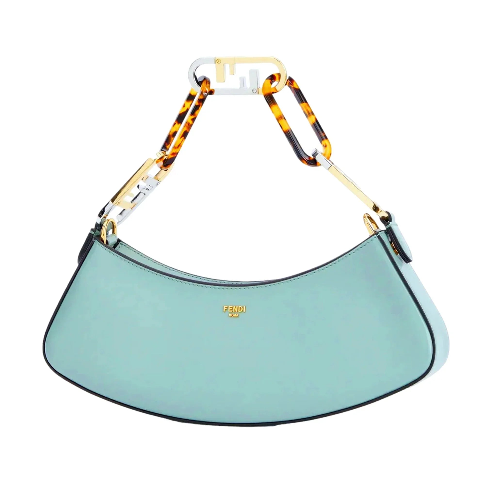Calf Hobo Blue Shoulder Fendi Tiffany Bag Swing O'Lock Leather Small