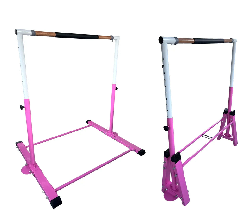 Horizontal Bar Gymnasts Bar and 3 Kids Children/Adults, Bar, Gymnastics Home for to Junior Heavy Duty FT for PINK Height Kip Adjustable Gymnastic Folding, Bar Training Exercise 5 Gym Jungle Expandable