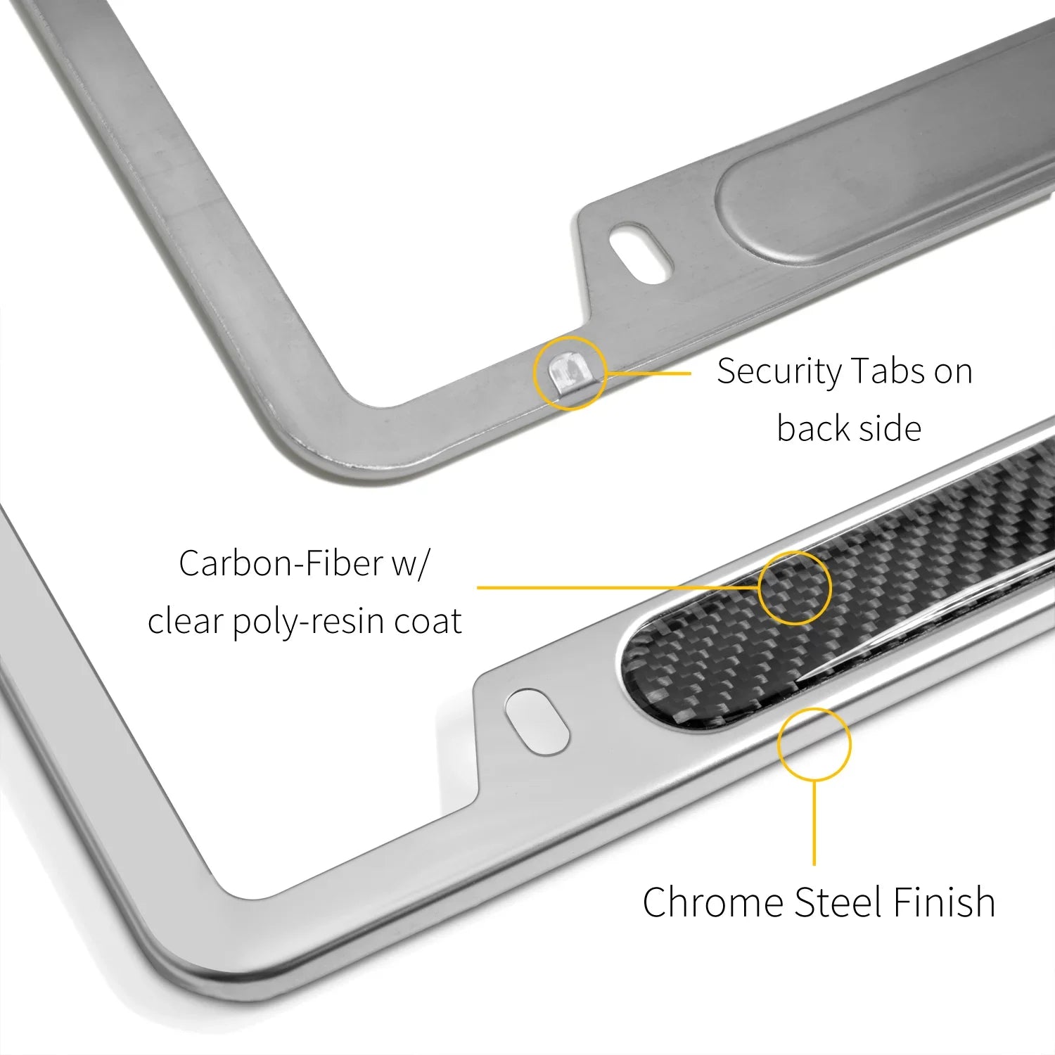 License Nameplate Fiber Stainless Frame Real Steel Carbon Honda Chrome Si Civic