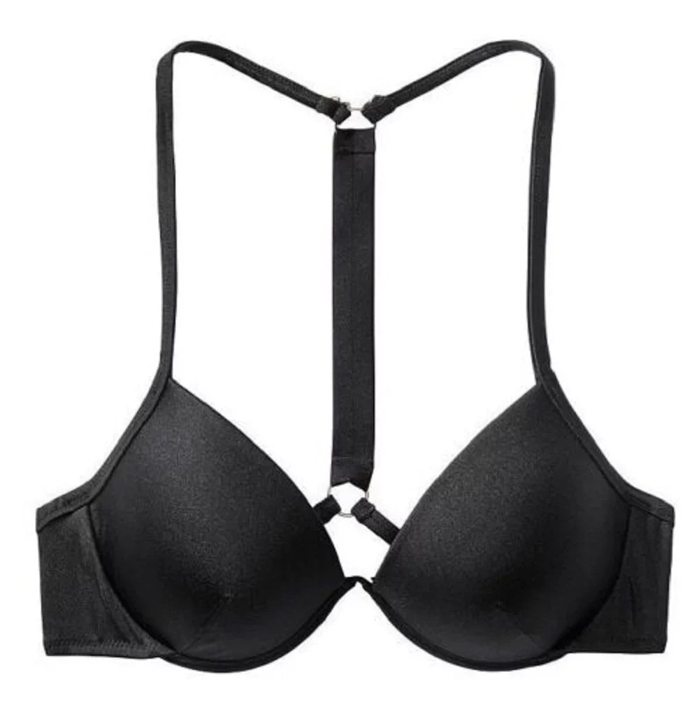 Up Victoria's Secret Strap Swim Fabulous Bikini Top 34DDD Size NWT Push Shine Black
