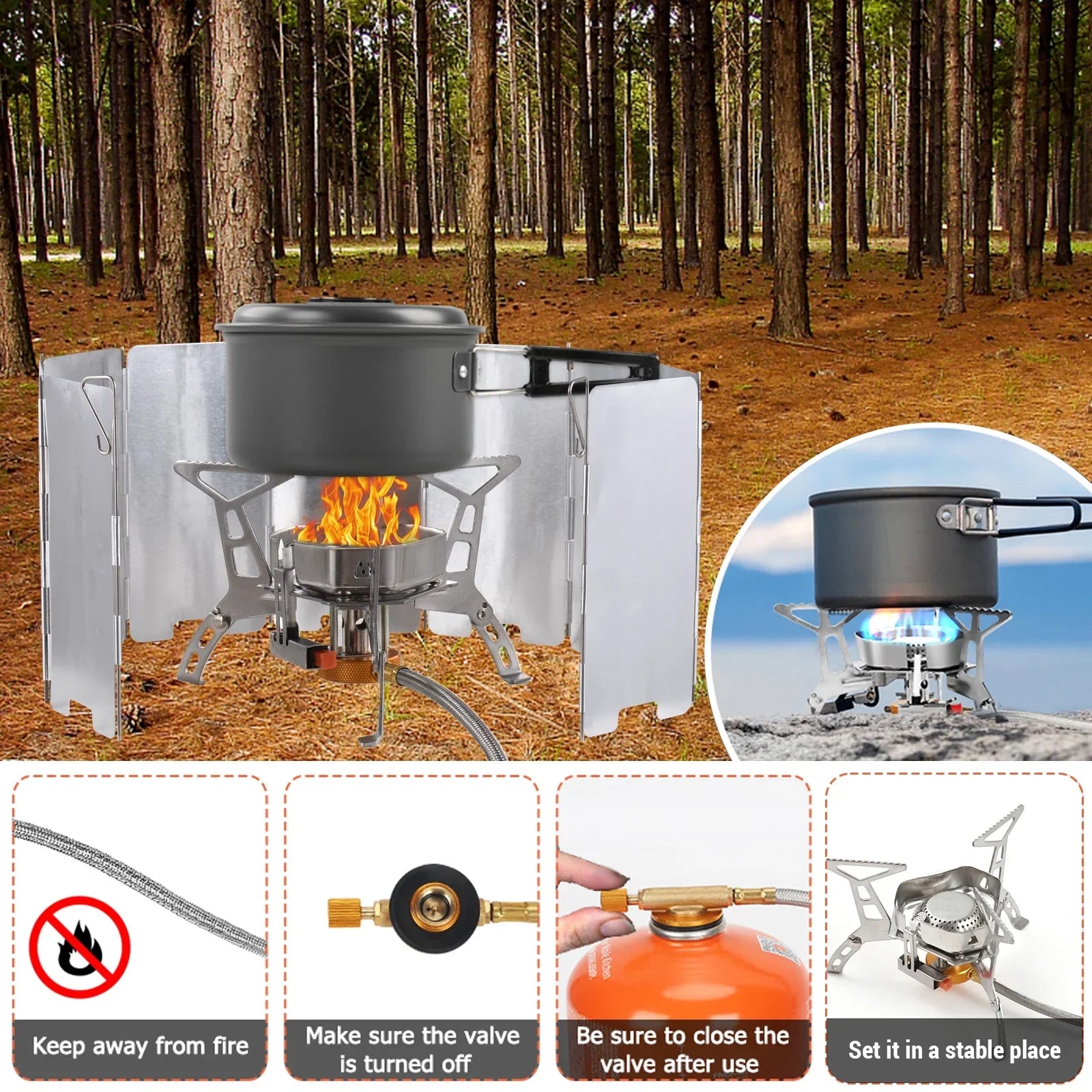 Camping Cooking for Lightweight Outdoor Carry Apexeon Stove to Stove and Kit: Gas Easy - Portable