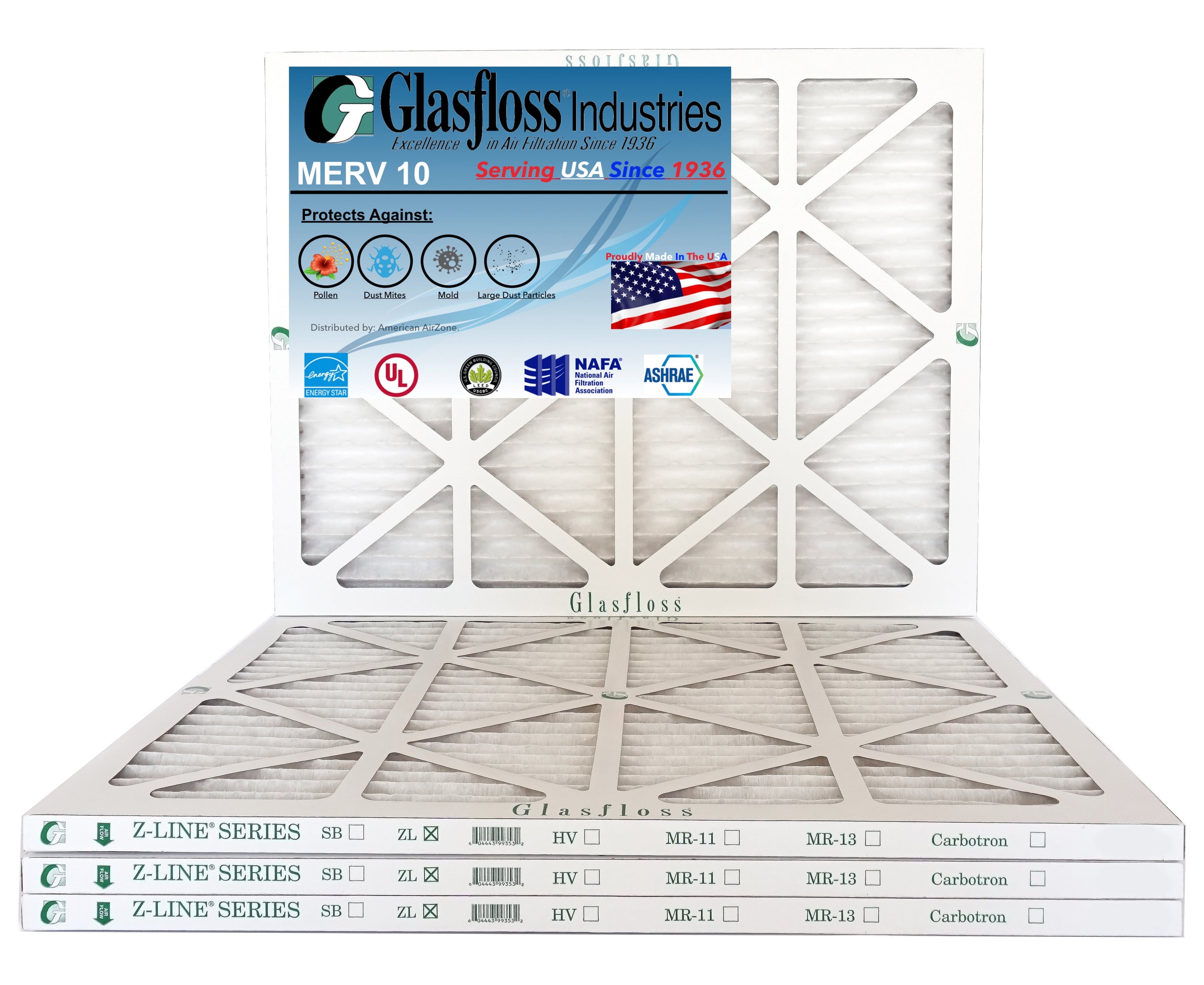 '-Qty:4 x (Actual 19.5 10 - USA in Made Furnace - Air 20.5x7/8 MERV Glasfloss Size: Filter inch) - 20x21x1