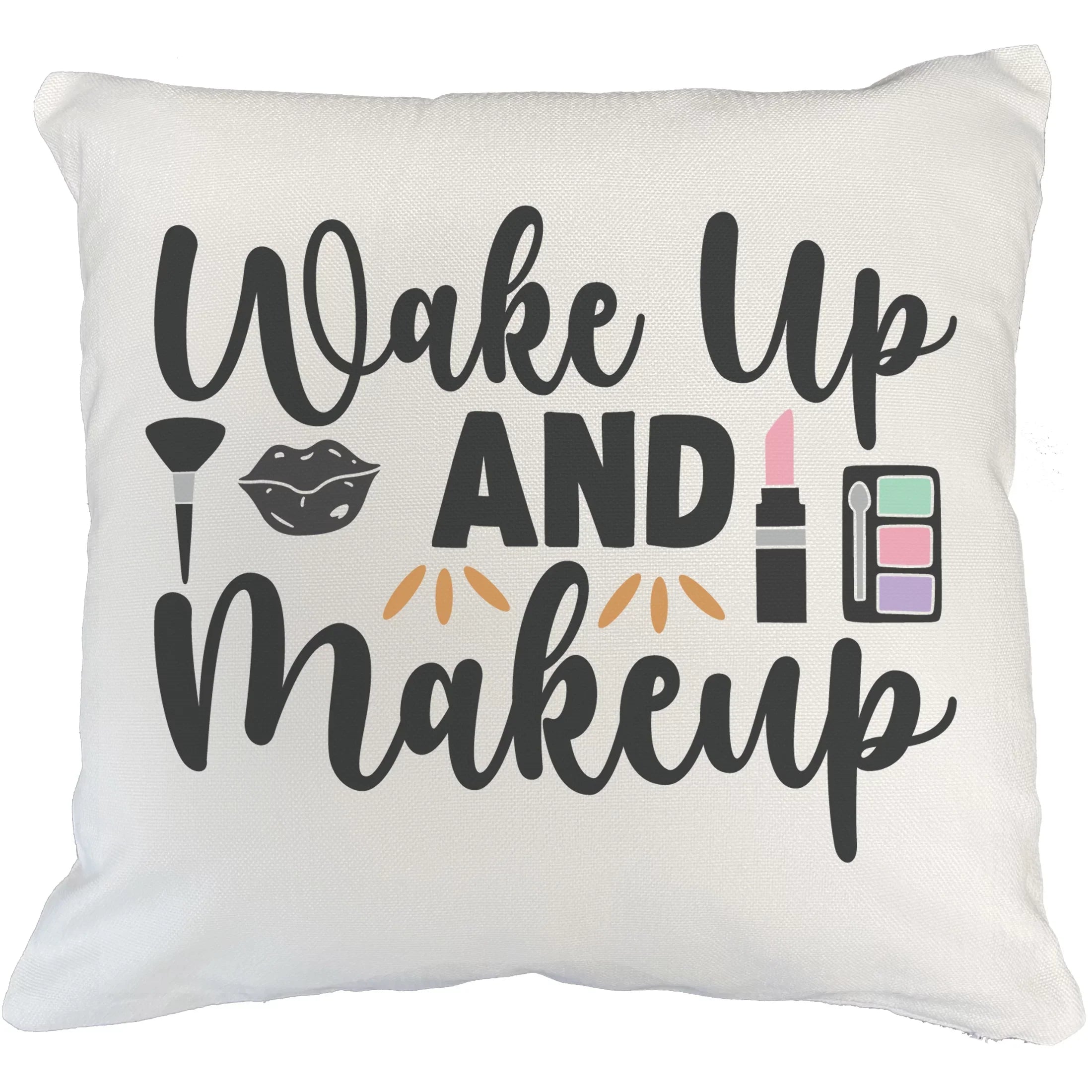 Gift for Eyeshadow Cosmetologist, Palette 20X20 Powder Brush, Design Makeup Lovers, Merch w/ Lip, & Makeup White Pink Themed & - IN Artist Beauty or Pillow Cover, Makeup for Wake up Lipstick