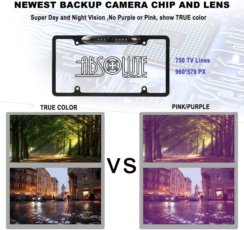 Night Waterproof Camera View 8 LED Universal Absolute CAM2100S Car Reversing Angle Camera, Rear Plate License Backup HD Chrome Viewing Vision 170¡ã License Sensitive Bright Plate High Camera