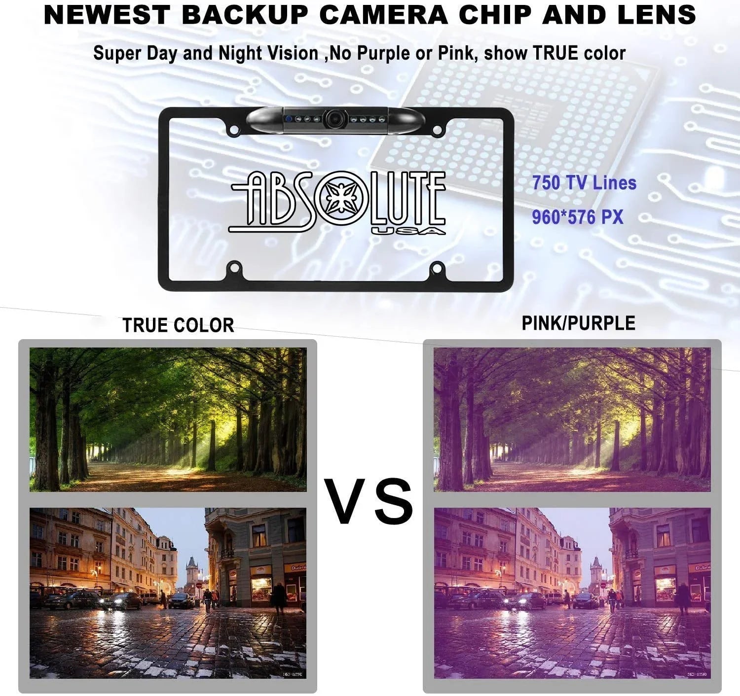 Night Waterproof Camera View 8 LED Universal Absolute CAM2100S Car Reversing Angle Camera, Rear Plate License Backup HD Chrome Viewing Vision 170¡ã License Sensitive Bright Plate High Camera