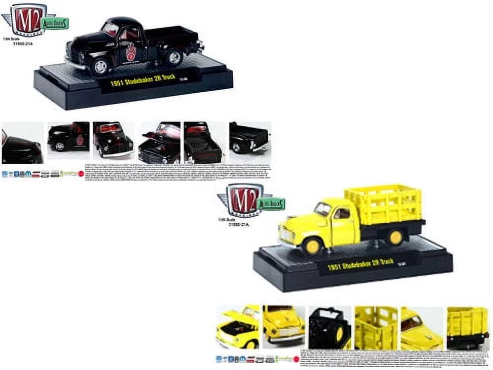 Trucks Studebaker Set 1/64 Diecast 2pc Model by Cars 1951 Auto M2 Cars 21A W/CASES 2R Release