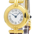 Leather Watch Pre-Owned CARTIER BF568960 Plated Gold Quartz (Good) Must Colisee Ladies