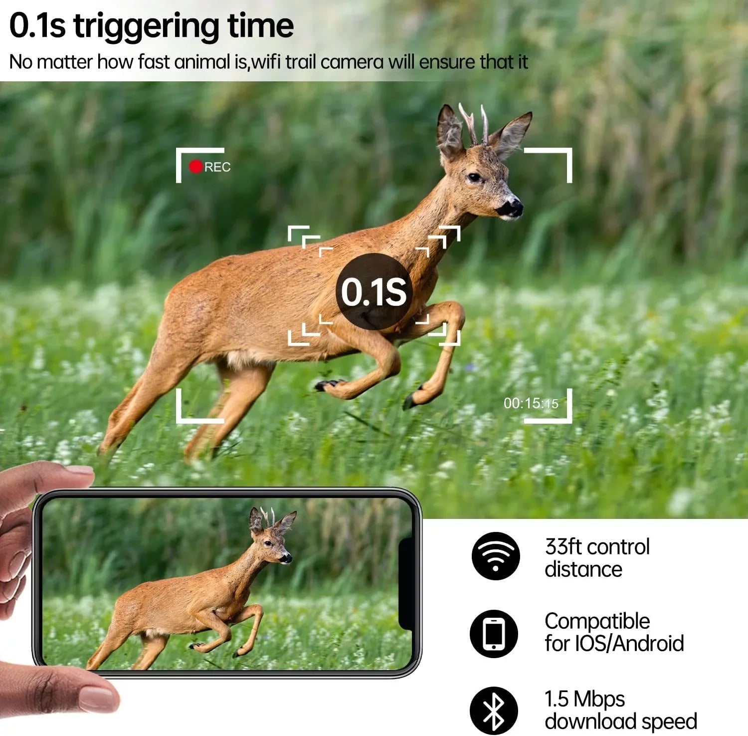 30MP Wildlife IP66 Infrared with with Night Camera for WiFi Motion Waterproof Trail Camera Hunting Vision CAMPARK Activated Trail Camera 1296P Game Monitoring Bluetooth