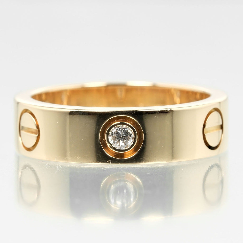 Love (Good) size 15 Pre-Owned diamond, half ring, approx. yellow K18 Cartier 3P, gold, 8.67g, I132124019