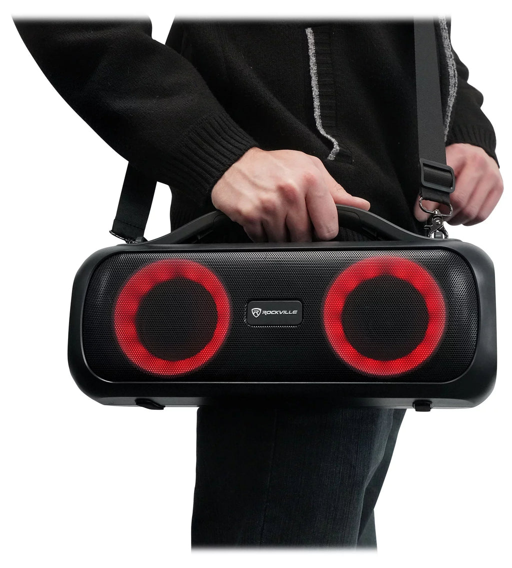 D4 Party Loud Deep Go Bass Rockville LED Portable Speaker, Large Bluetooth Party