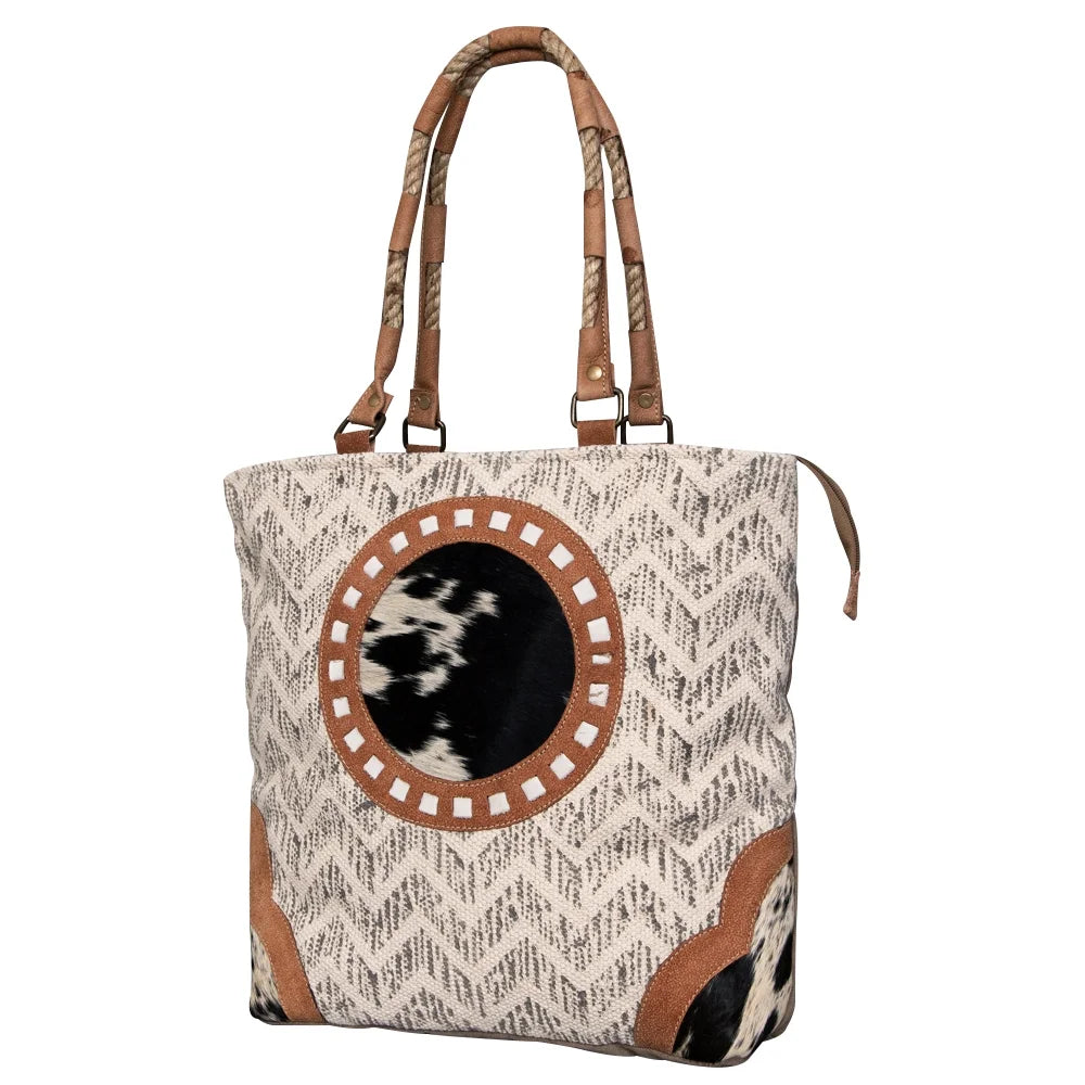 women Upcycled TOTE Canvas Upcycled KB Leather bag OHLAY western Wool Hair-on Genuine purse handbag KB487