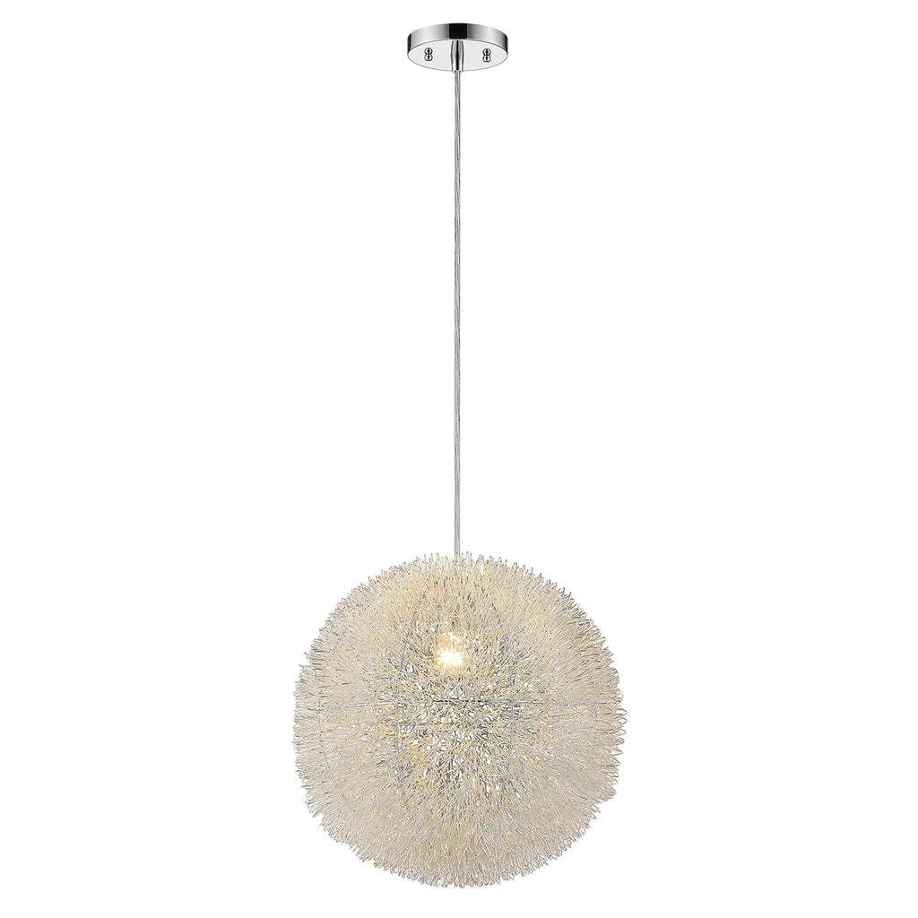 12 Shade Pendant in. with Wire Silver 1-Light 398032 Hand Luminary Metallic Aluminum HomeRoots Woven