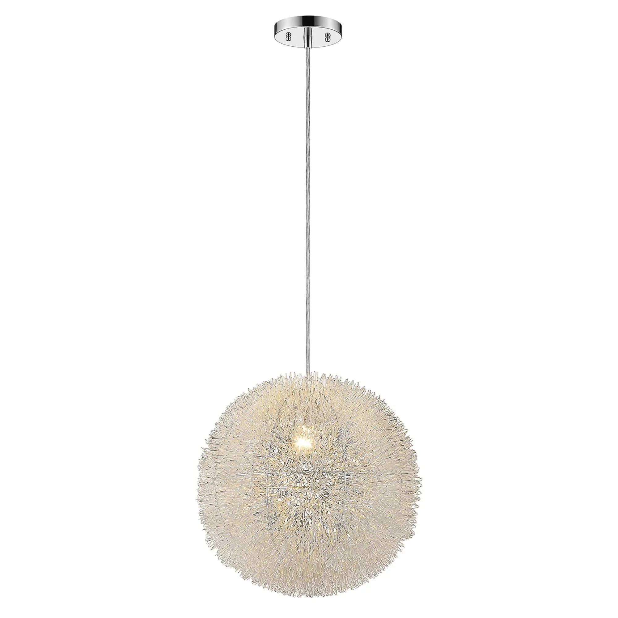 12 Shade Pendant in. with Wire Silver 1-Light 398032 Hand Luminary Metallic Aluminum HomeRoots Woven